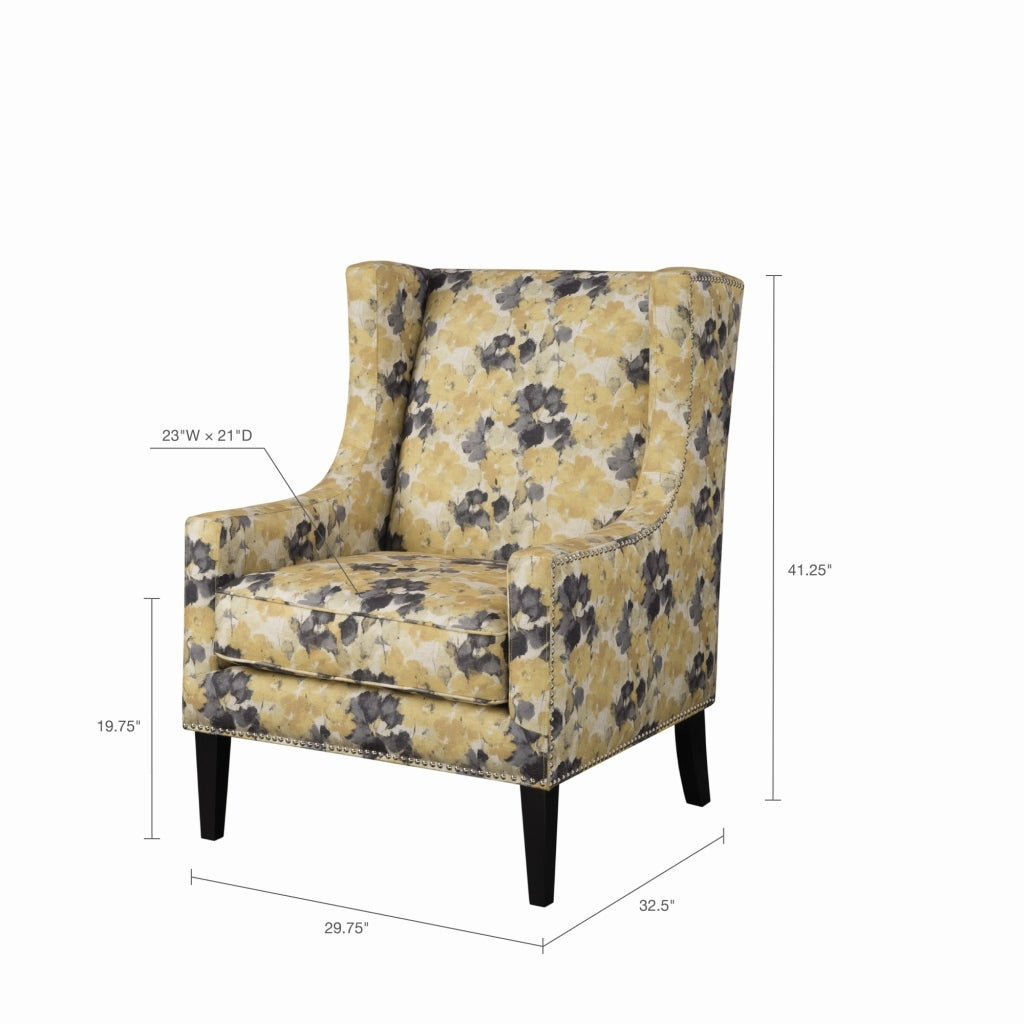 Barton Wing Chair Multicolor Solid Wood
