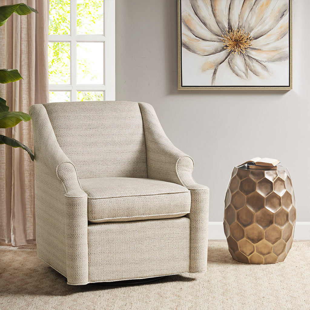 Justin Swivel Glider Chair Tan Solid Wood