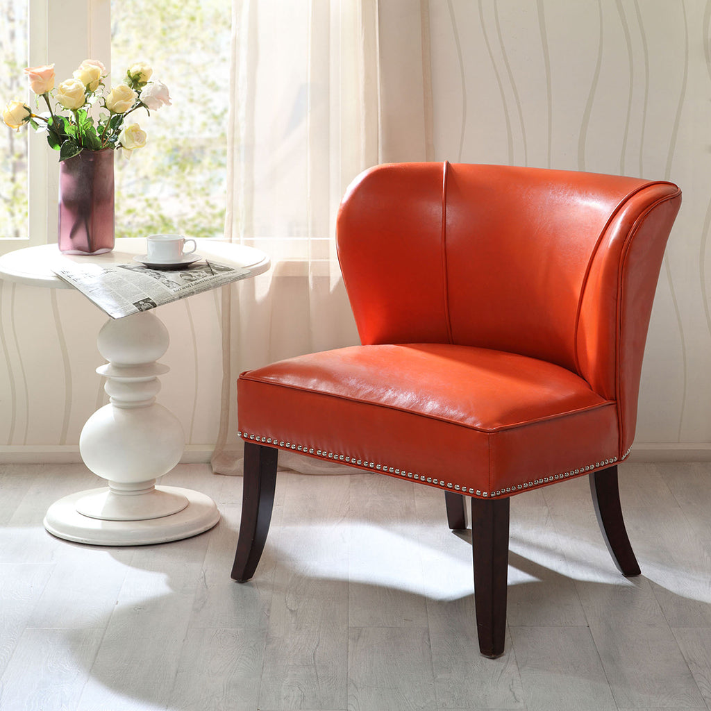 Armless Accent Chair Orange Polyester