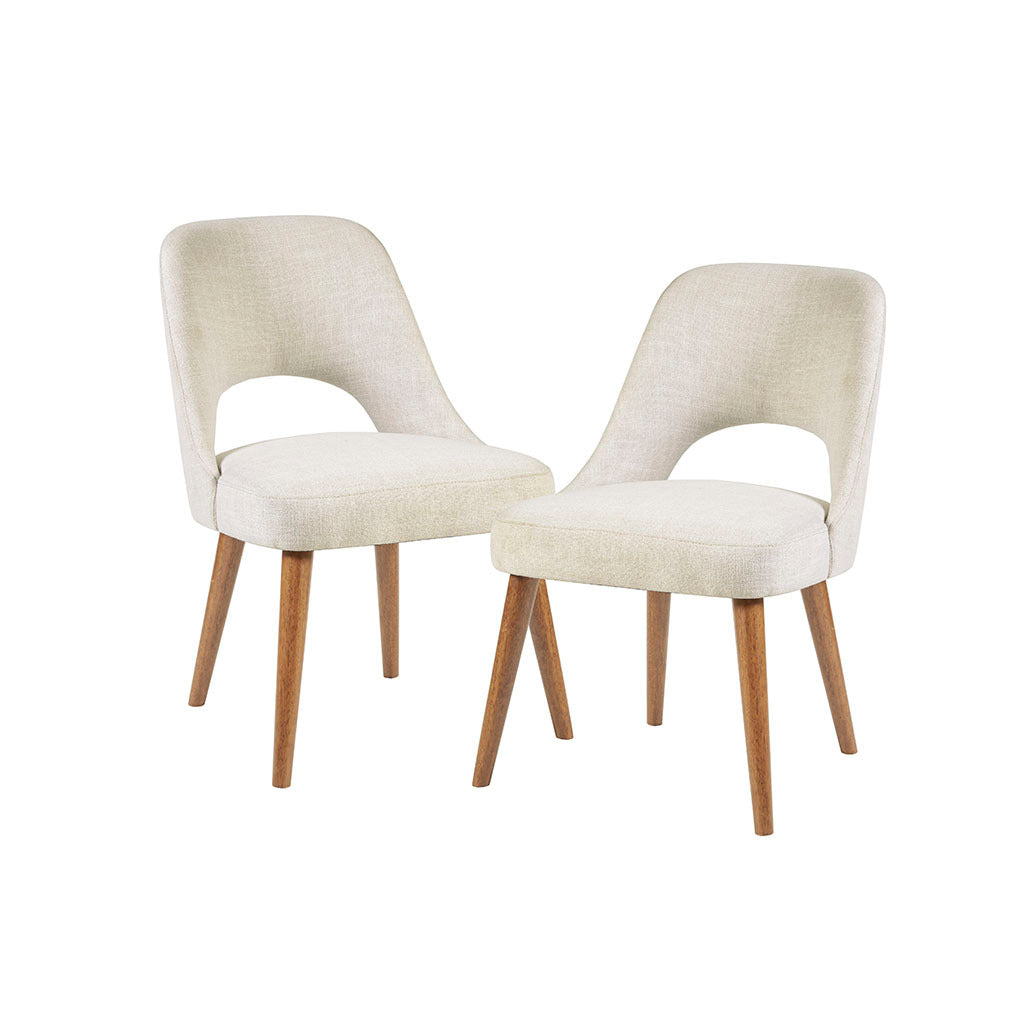 Dining Side Chair Set Of 2 Cream Polyester