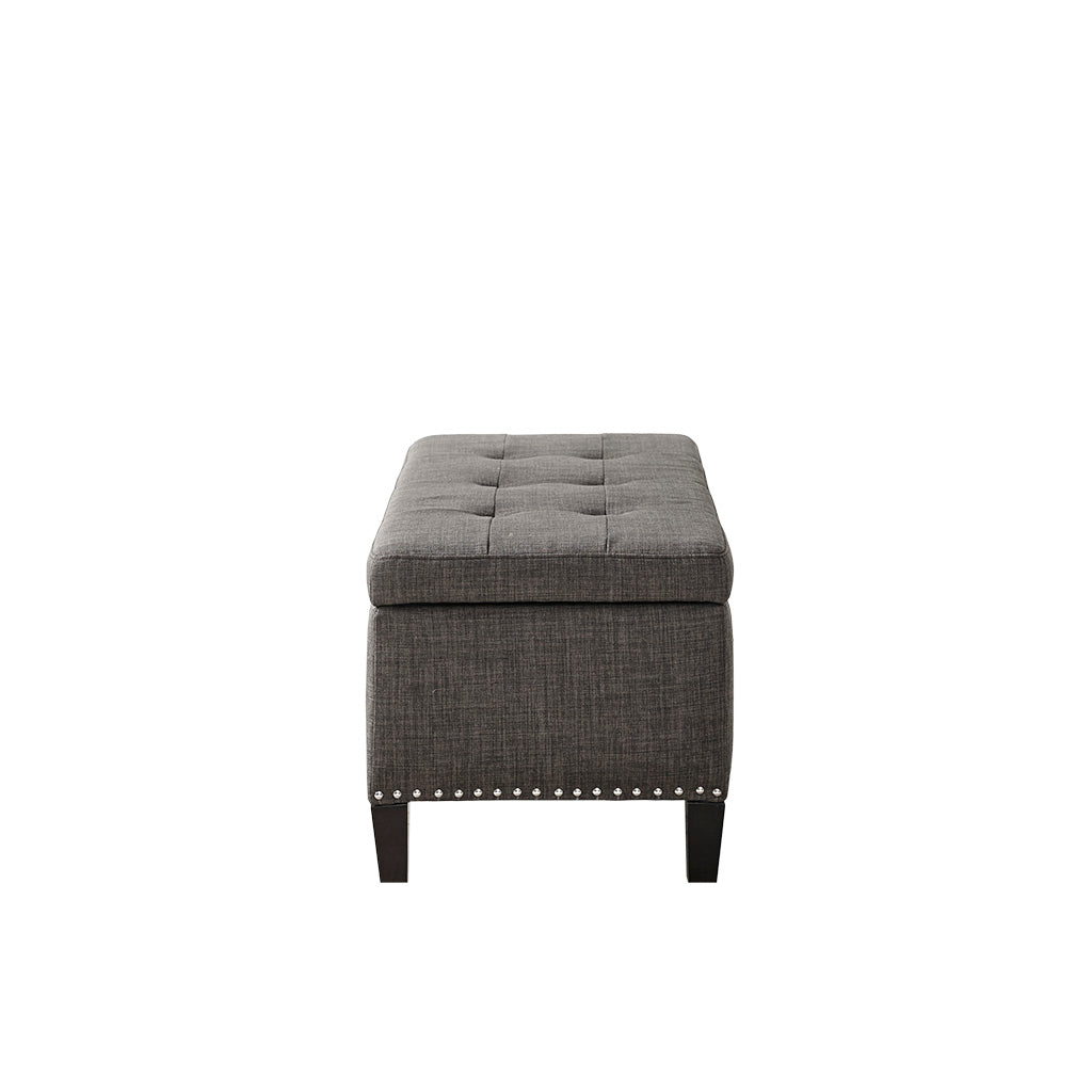 Tufted Top Soft Close Storage Bench Charcoal Polyester