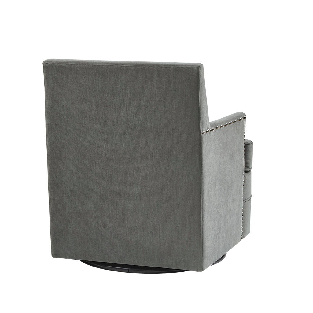 Upholstered Swivel Chair Grey Polyester