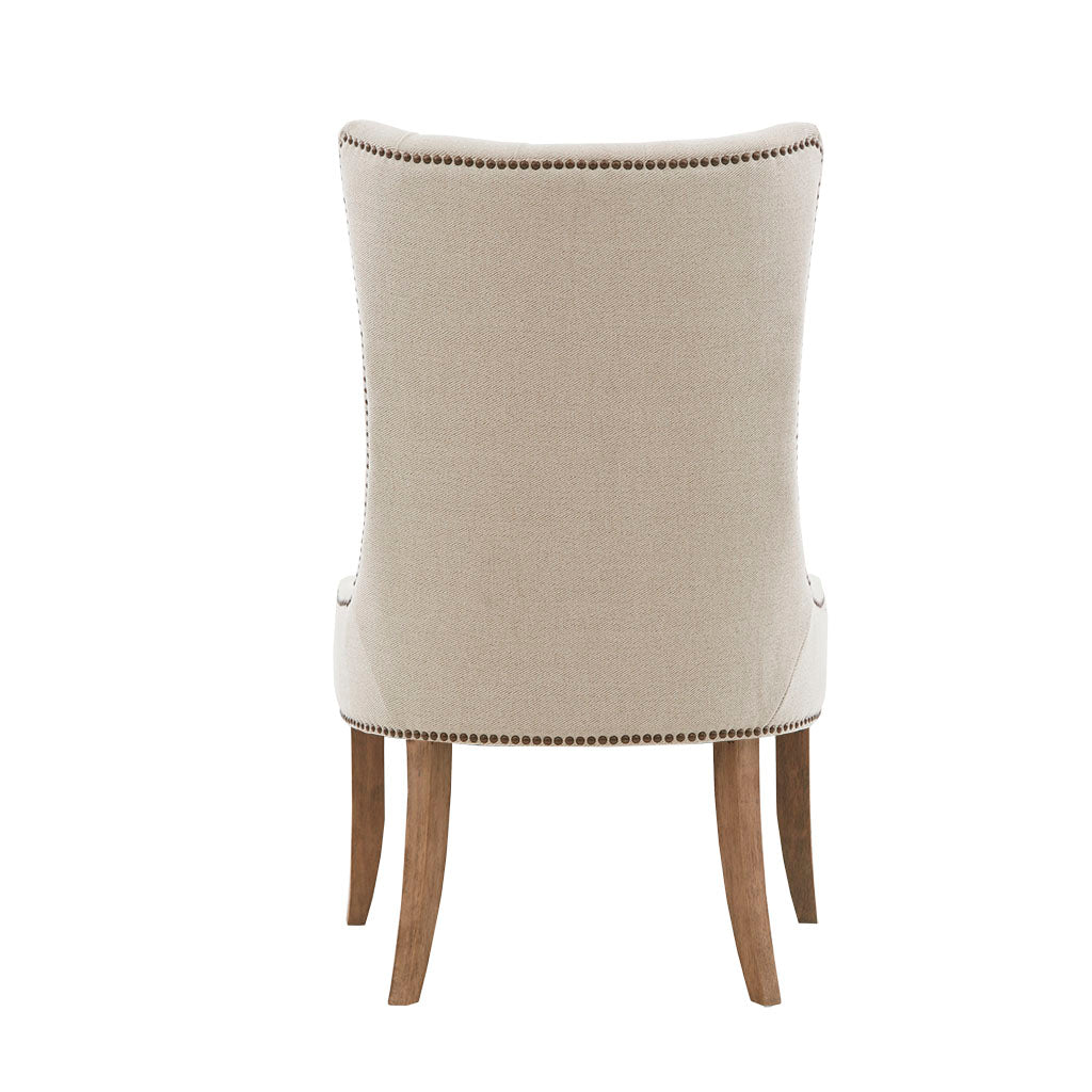 Button Tufted Captain Accent Chair Cream Polyester