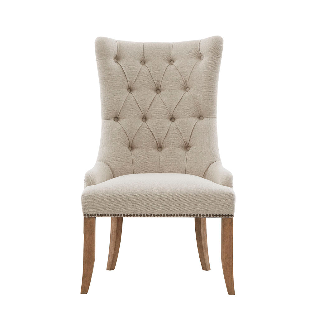Button Tufted Captain Accent Chair Cream Polyester