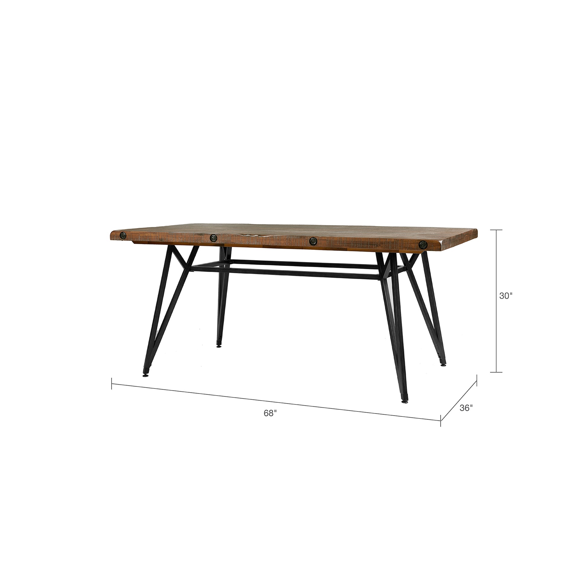 Trestle Dining Gathering Table Reclaimed Brown Gun Metal Wood