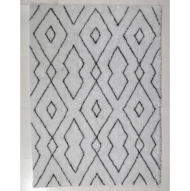 "Aria Collection" Soft Pile Hand Tufted Shag Area Rug White Polyester