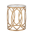 Arlo Metal Eyelet Accent Table Gold Glass Metal