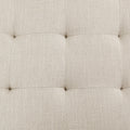 Square Shape Button Tufted Upholstered Metal Base Ottoman Coffee Table Ivory Polyester