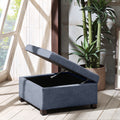 Soft Close Storage Ottoman Blue Polyester