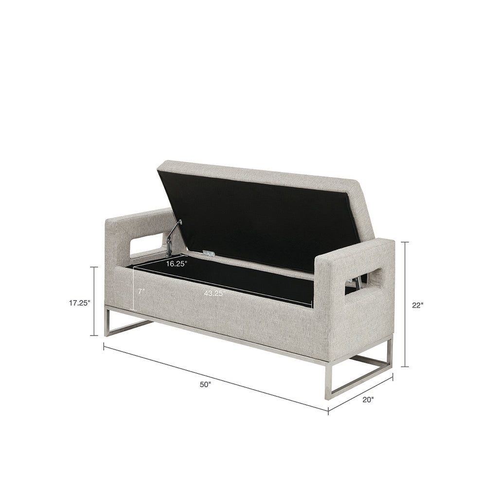 Soft Close Storage Bench Grey Polyester