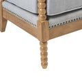 Accent Arm Chair Light Blue Camel Oak Polyester