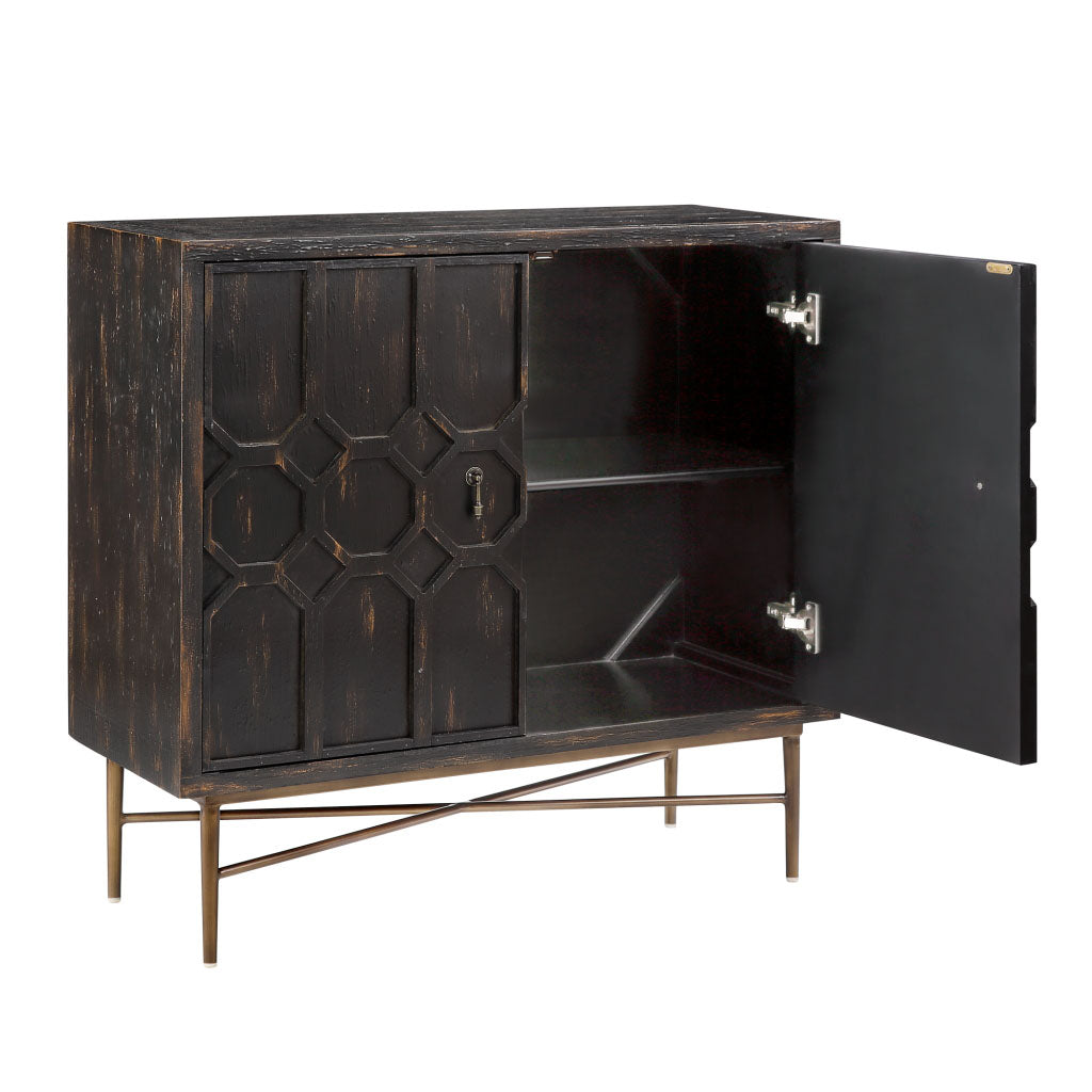 Hanley 2 Doors Accent Cabinet Black Wood