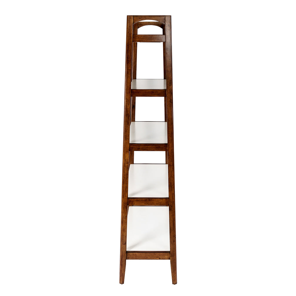 Shelf Bookcase Off White Pecan Wood