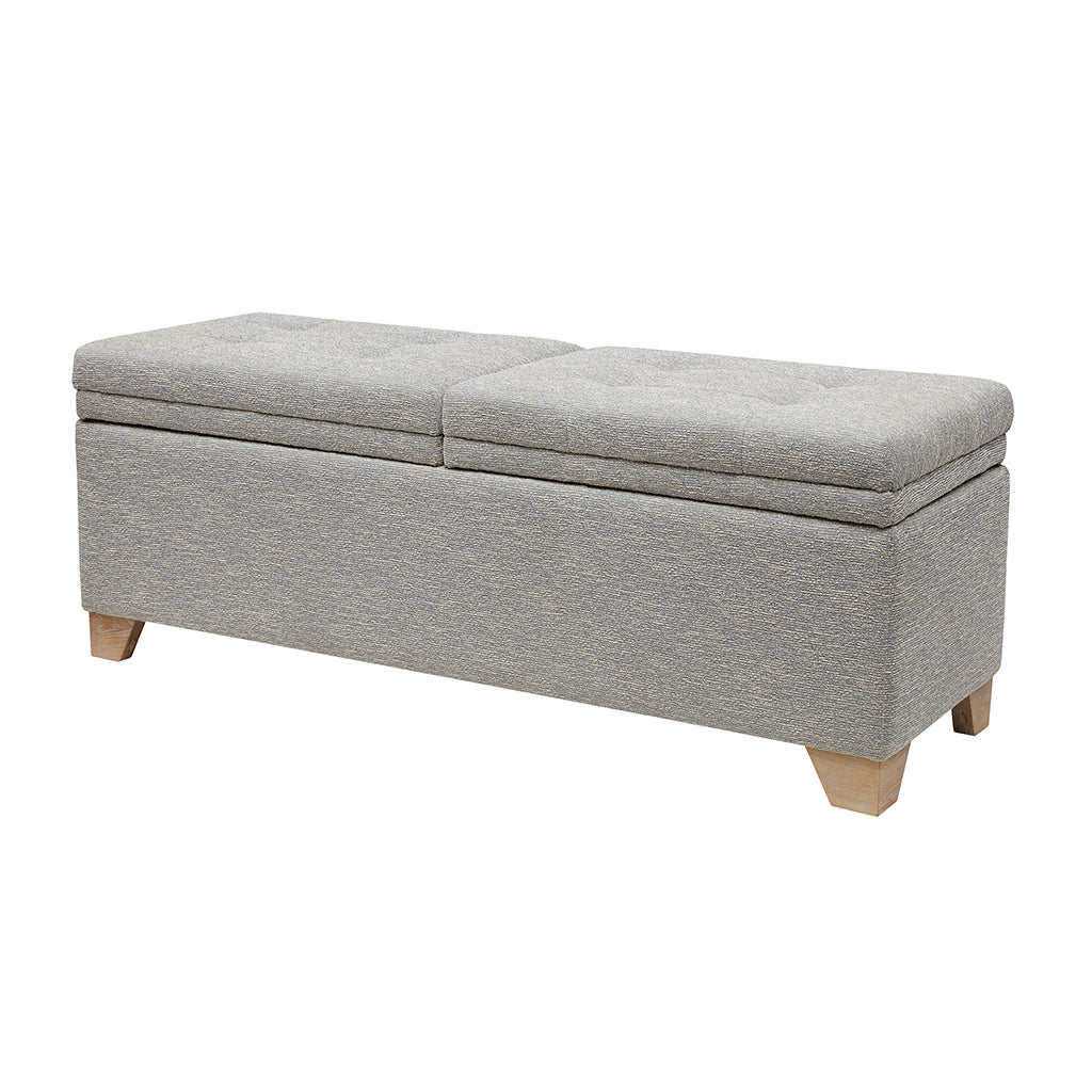 Soft Close Storage Bench Grey Multi Polyester