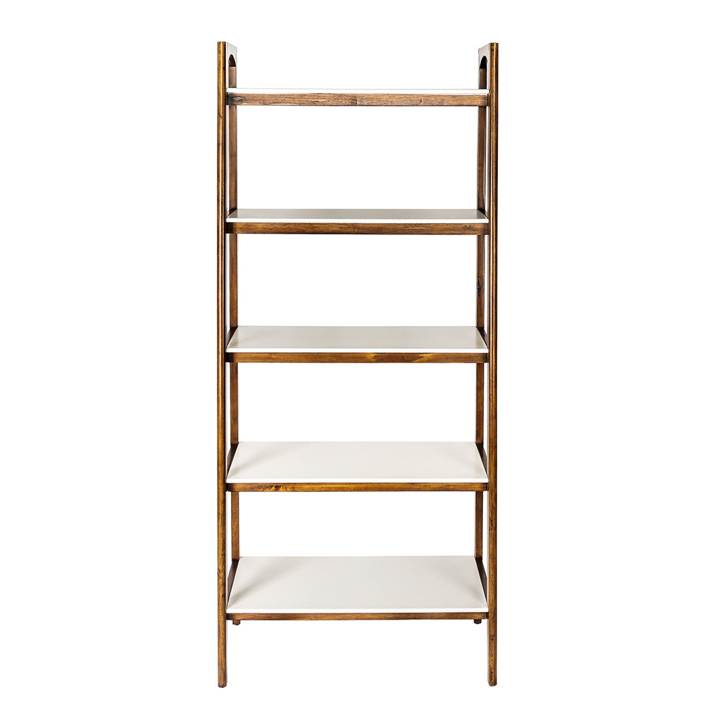 Shelf Bookcase Off White Pecan Wood