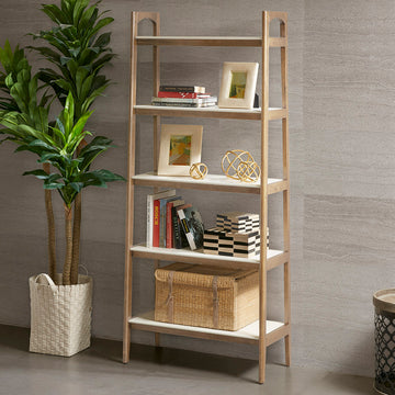 Shelf Bookcase Off White Natural Wood