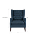 Maxwell Button Tufted Wing Chair Navy Solid Wood