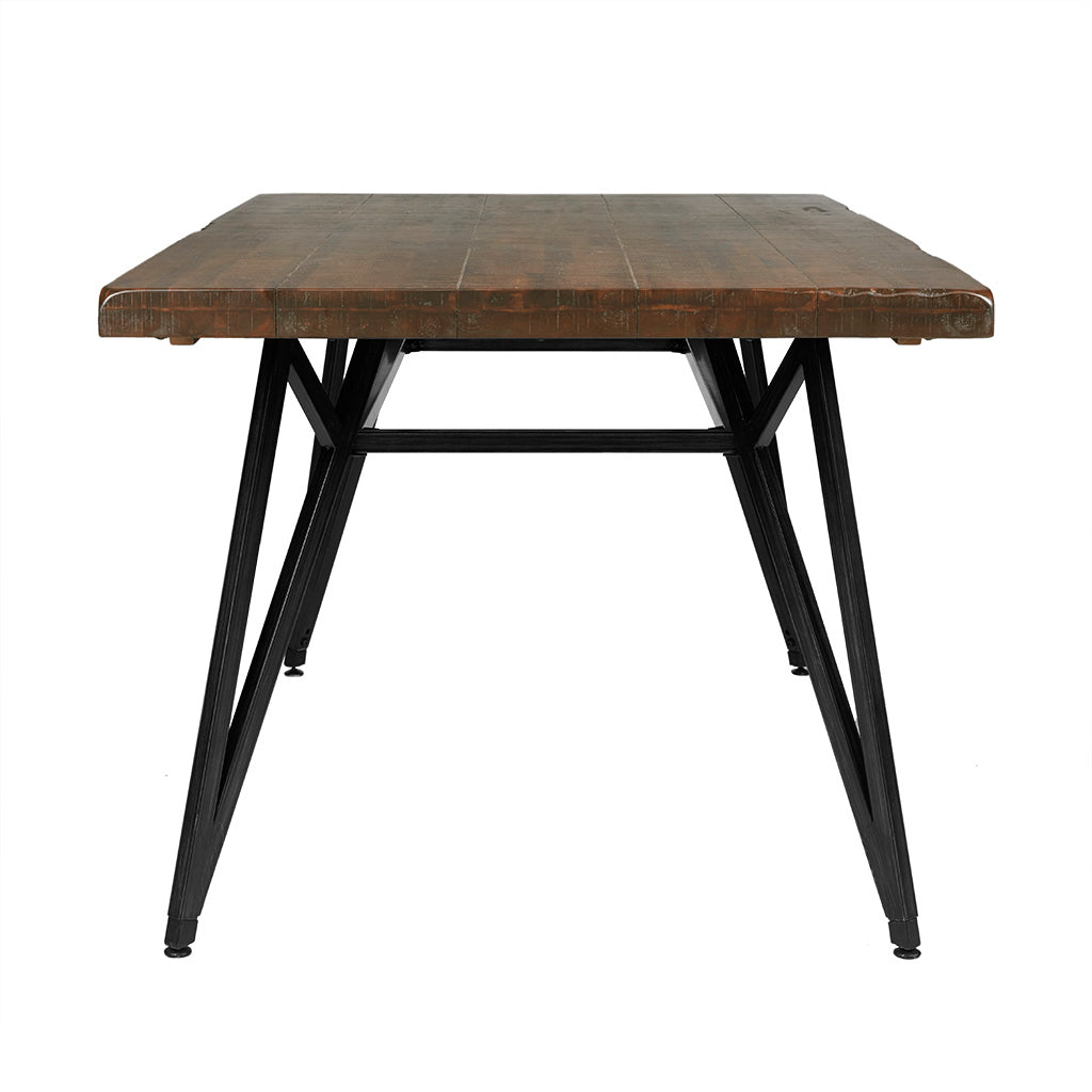 Trestle Dining Gathering Table Reclaimed Brown Gun Metal Wood