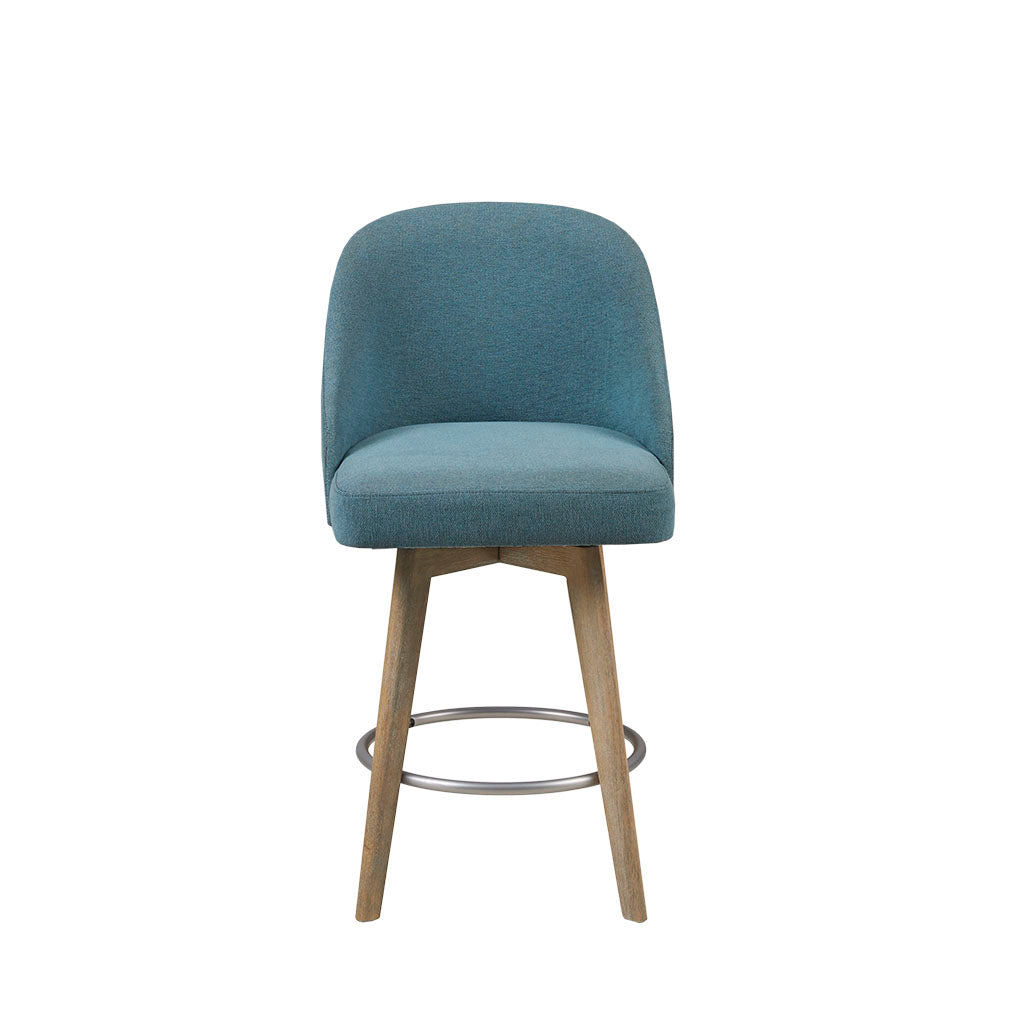 Bar Stool With Swivel Seat Blue Polyester