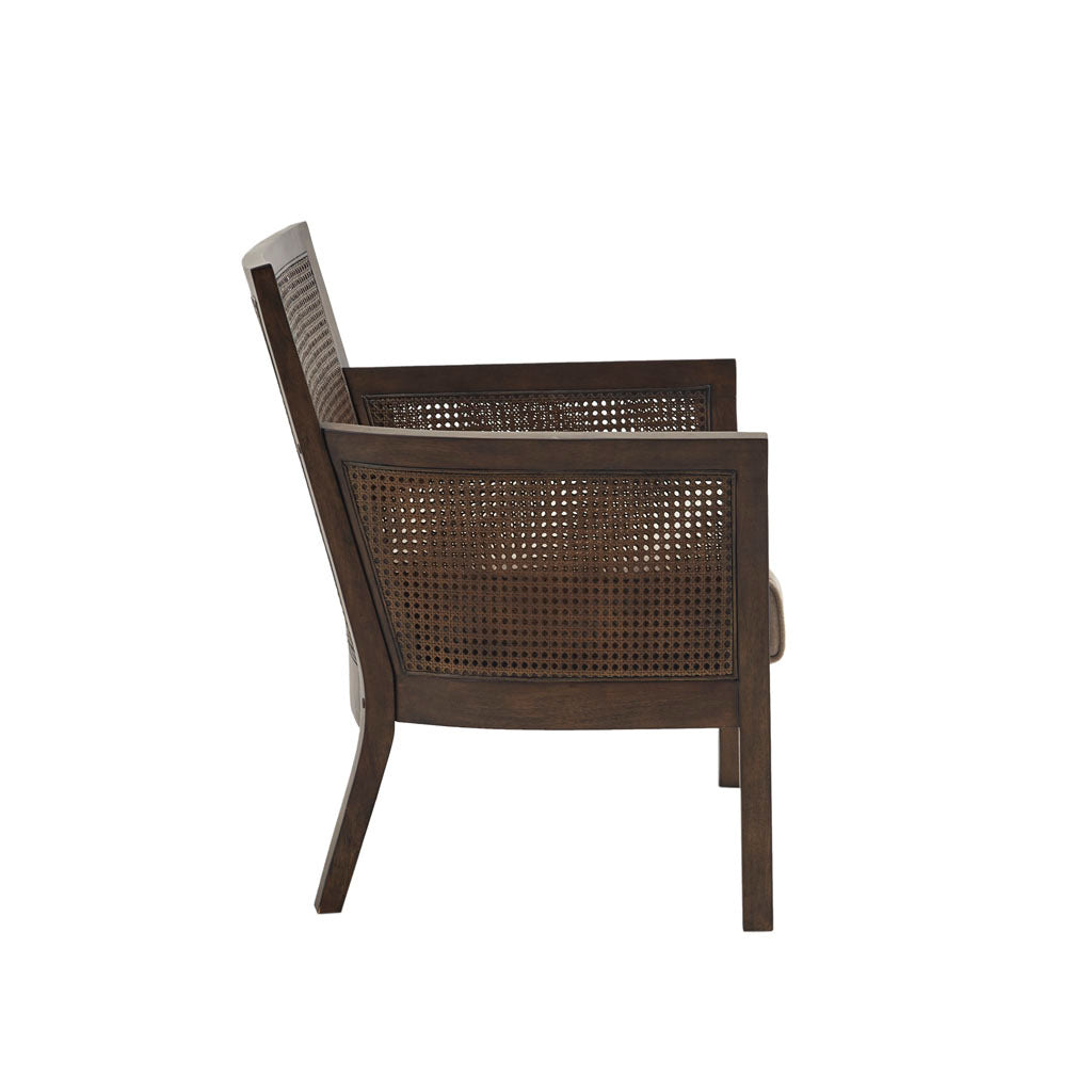 Cane Armchair Tan Espresso Polyester