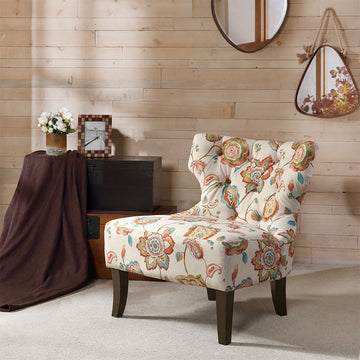 Accent Chair Orange Multi Polyester
