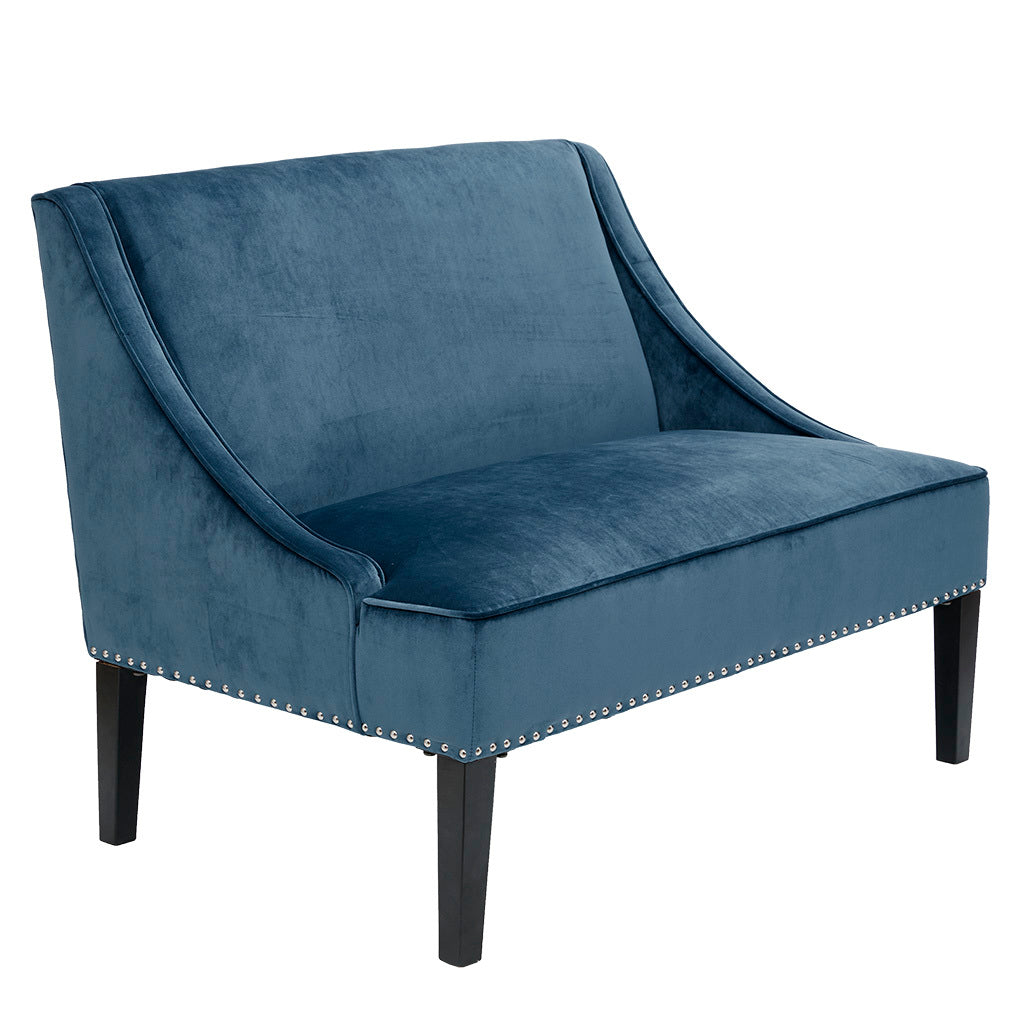 44" Settee,Polyester Fabric Rich Upholstery Modern Style For Living Room,Blue Blue Solid Wood