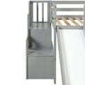 Loft Bed With Staircase, Storage, Slide, Twin Size, Full Length Safety Guardrails, No Box Spring Needed, Grey Old Sku:W504S00005 Twin Grey Pine