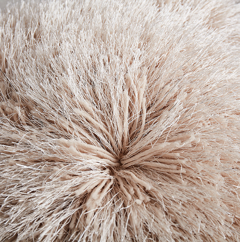 "Decorative" Shaggy Pillow 18 In X 18 In Beige Polyester