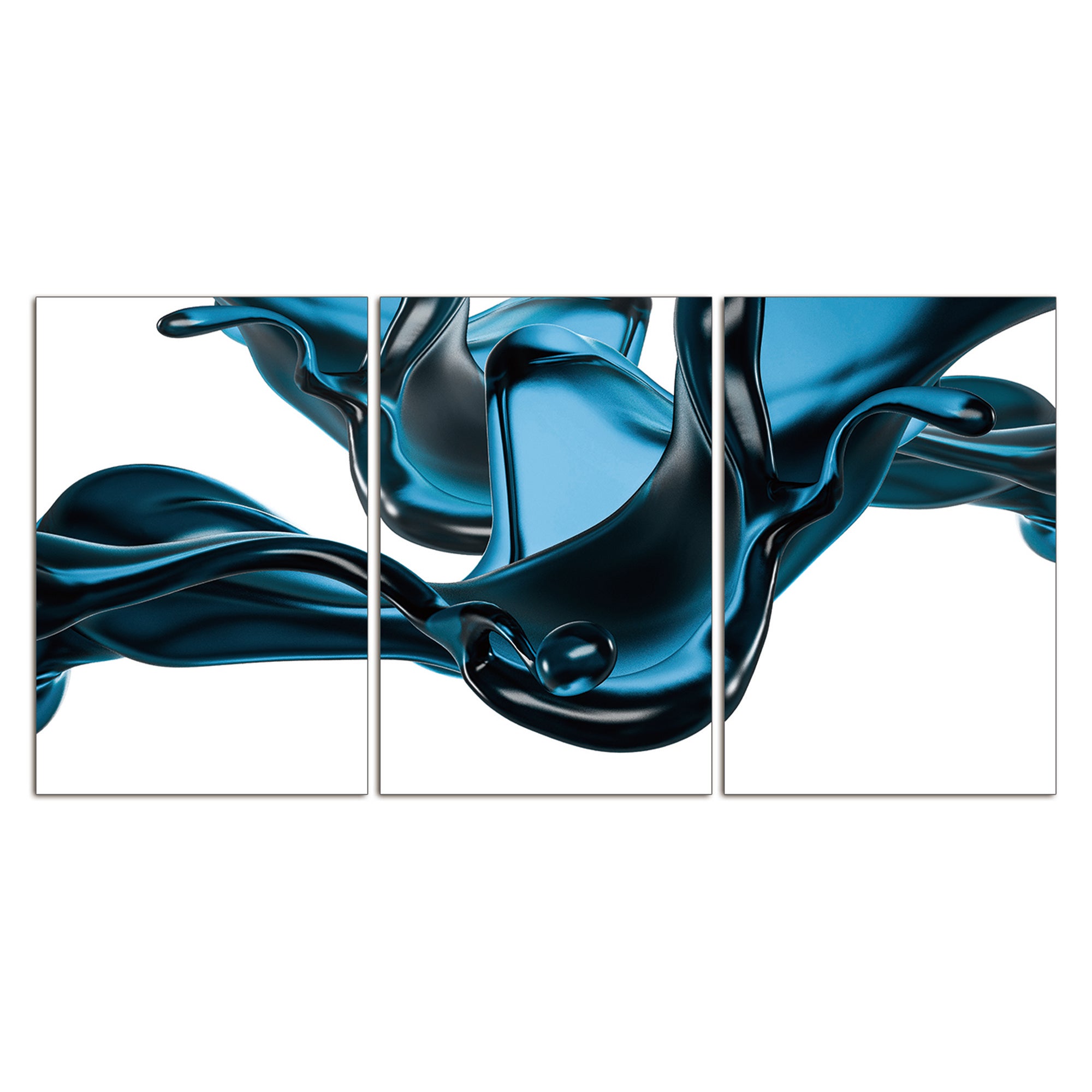 Oppidan Home "Abstract Liquid In Blue" 3 Piece Acrylic Wall Art 36"H X 72"W Multicolor Acrylic