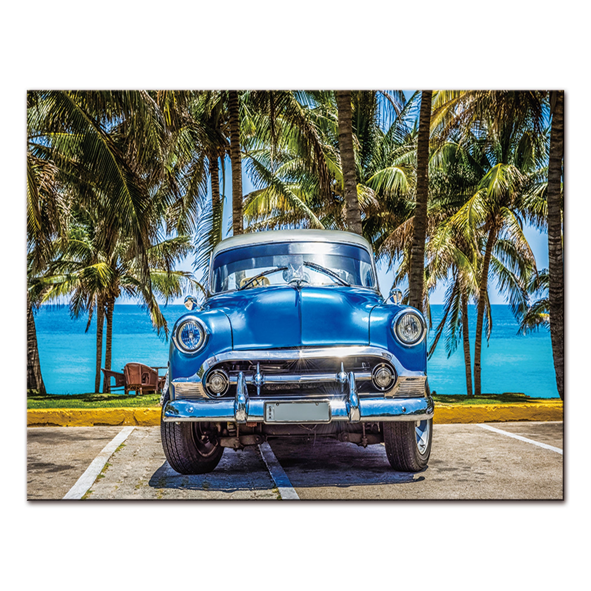 Oppidan Home "Classic Car At The Beach" Acrylic Wall Art 32"H X 48"W Multicolor Acrylic