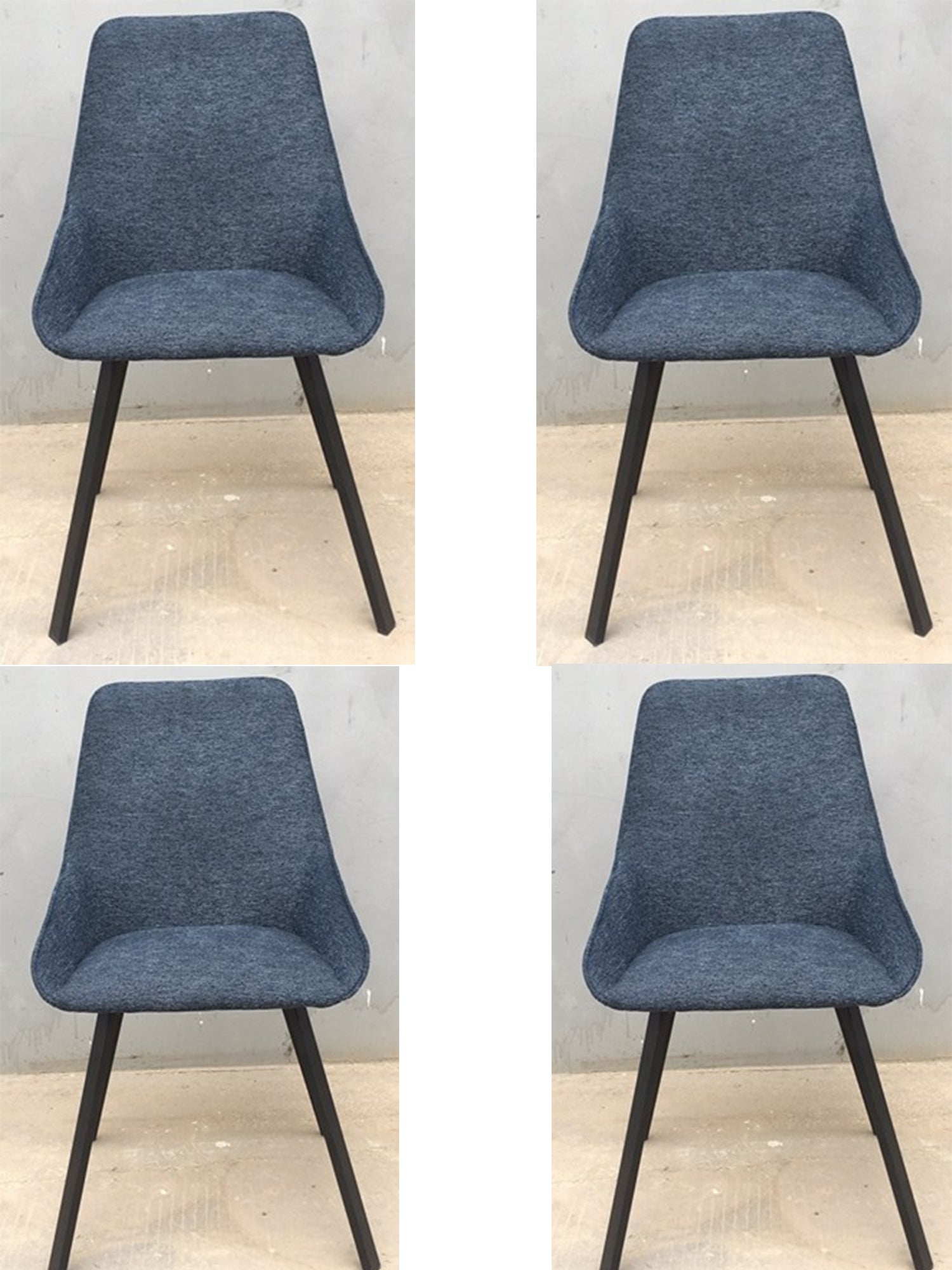 Dining Chairs Set Of 4, Upholstered Side Chairs, Adjustable Kitchen Chairs Accent Chair Cushion Upholstered Seat With Metal Legs For Living Room Blue Blue Foam Metal