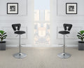 Adjustable Bar Stool Gas Lift Chair Black Faux Leather Chrome Base Metal Frame Modern Stylish Set Of 2 Chairs Black Dining Room Classic,Contemporary,Modern Bar Stools Metal