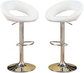 White Faux Leather Stool Adjustable Height Chairs Set Of 2 Chair Swivel Design Chrome Base Pvc Dining Furniture White Dining Room Contemporary,Modern Bar Stools Metal