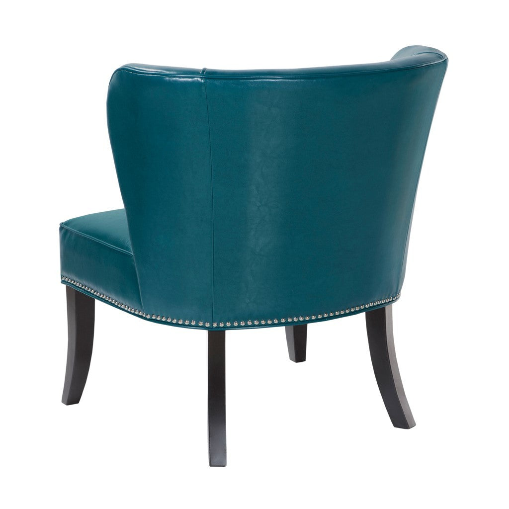 Armless Accent Chair Blue Polyester