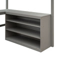 Full Size Loft Bed With Shelves And Desk, Wooden Loft Bed With Desk Gray Gray Solid Wood
