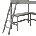 Full Size Loft Bed With Shelves And Desk, Wooden Loft Bed With Desk Gray Gray Solid Wood