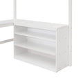 Full Size Loft Bed With Shelves And Desk, Wooden Loft Bed With Desk White White Solid Wood