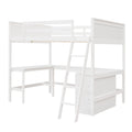 Full Size Loft Bed With Shelves And Desk, Wooden Loft Bed With Desk White White Solid Wood