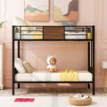 Twin Over Twin Bunk Bed Modern Style Steel Frame Bunk Bed With Safety Rail, Built In Ladder For Bedroom, Dorm, Boys, Girls, Adults Old Sku:Mf190839Aad Twin Brown Metal