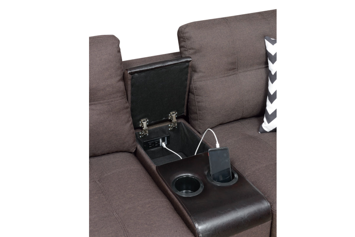 2Pcs Sofa Set Living Room Furniture Dark Coffee Plush Polyfiber Sofa Loveseat W Console Pillows Couch Coffee Wood Primary Living Space Cushion Back Contemporary,Modern Pillow Top Arms Solid Wood 5 Seat