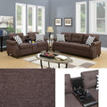 2Pcs Sofa Set Living Room Furniture Dark Coffee Plush Polyfiber Sofa Loveseat W Console Pillows Couch Coffee Wood Primary Living Space Cushion Back Contemporary,Modern Pillow Top Arms Solid Wood 5 Seat