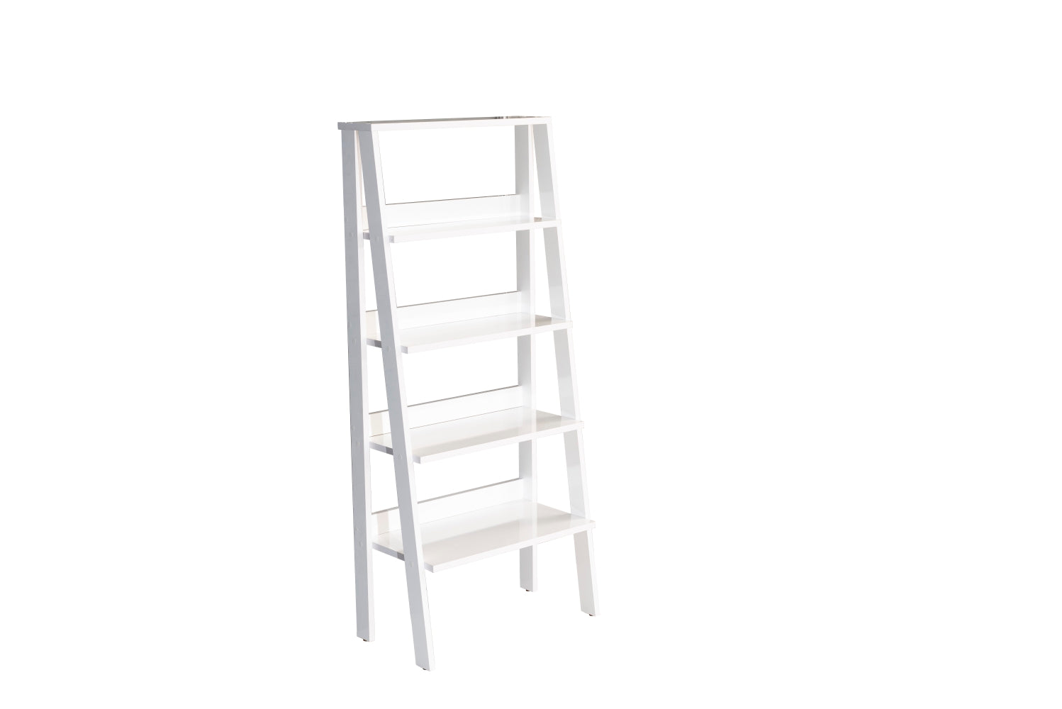 Furnish Home Store Otavio 5 Tier Modern Ladder Bookshelf Organizers, Wood Frame Bookshelf For Small Spaces In Your Living Rooms, Office Furniture Bookcase, White White Solid Wood