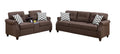 2Pcs Sofa Set Living Room Furniture Dark Coffee Plush Polyfiber Sofa Loveseat W Console Pillows Couch Coffee Wood Primary Living Space Cushion Back Contemporary,Modern Pillow Top Arms Solid Wood 5 Seat