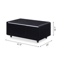 Modern Smart Coffee Table With Built In Fridge, Wireless Charging, Power Socket, Usb Interface, Outlet Protection, Mechanical Temperature Control And Ice Water Interface, Black Black Primary Living Space Luxury,Modern Rectangular Coffee & End Tables Abs
