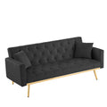 Black Convertible Folding Futon Sofa Bedsleeper Sofa Couch For Compact Living Space. Black Wood Tufted Back Square Arms Velvet