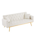 Cream White Convertible Folding Futon Sofa Bedsleeper Sofa Couch For Compact Living Space. Cream White Wood Tufted Back Square Arms Foam Velvet