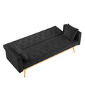 Black Convertible Folding Futon Sofa Bedsleeper Sofa Couch For Compact Living Space. Black Wood Tufted Back Square Arms Velvet