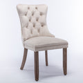 Nikki Collection Modern, High End Tufted Solid Wood Contemporary Velvet Upholstered Dining Chair With Wood Legs Trim 2 Pcs Set,Beige, Sw2001Bg Beige Dining Room American Design Dining Chairs Rubberwood Foam Velvet