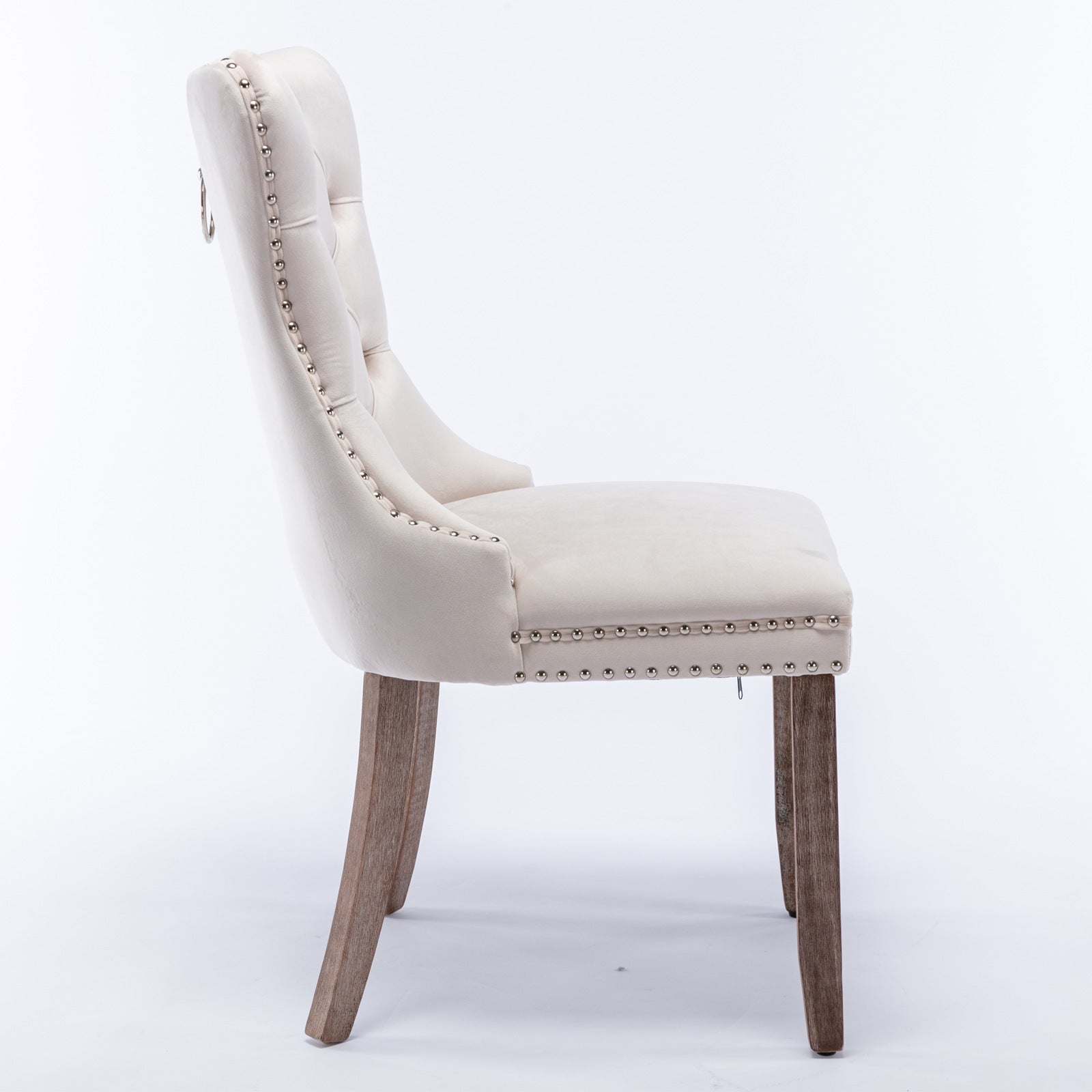 Nikki Collection Modern, High End Tufted Solid Wood Contemporary Velvet Upholstered Dining Chair With Wood Legs Trim 2 Pcs Set,Beige, Sw2001Bg Beige Dining Room American Design Dining Chairs Rubberwood Foam Velvet