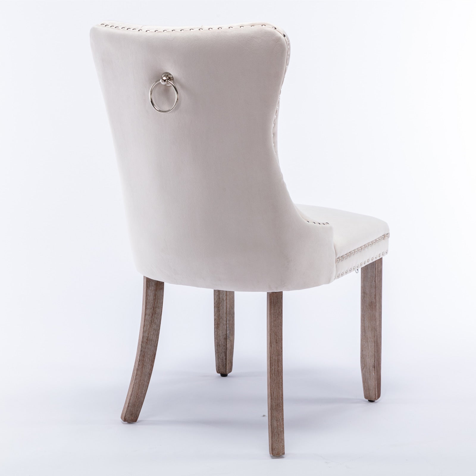 Nikki Collection Modern, High End Tufted Solid Wood Contemporary Velvet Upholstered Dining Chair With Wood Legs Trim 2 Pcs Set,Beige, Sw2001Bg Beige Dining Room American Design Dining Chairs Rubberwood Foam Velvet
